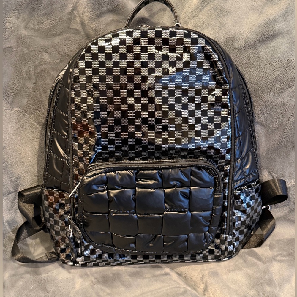 NWT - Bari Lynn - Black & Silver Checkered Backpack